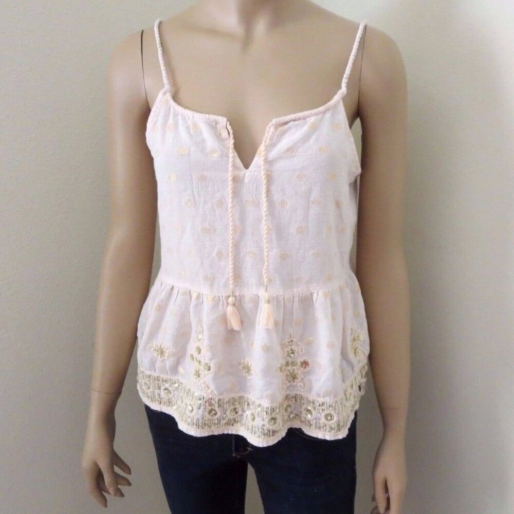 NWT Abercrombie Womens Peasant Top Size Medium Embroidered Shirt Blouse Shine